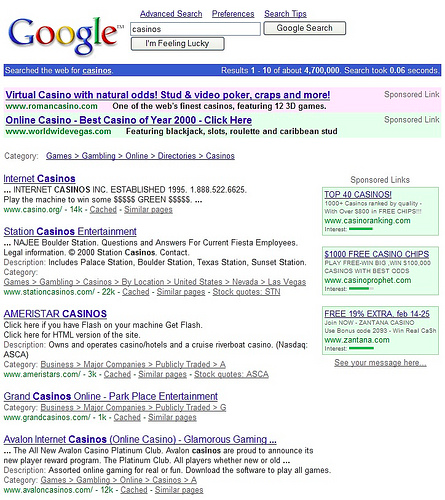 Figure 1. Google's result-list circa 2001