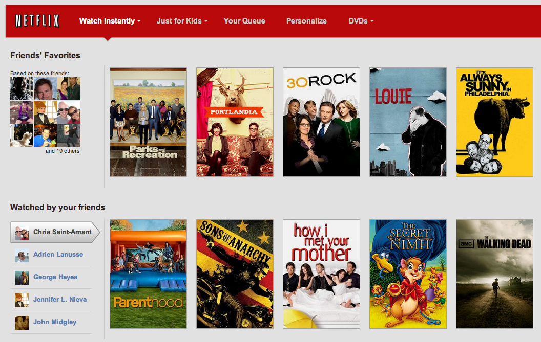 Netflix now prioritizes social recommendations alongside algorithmic suggestions.